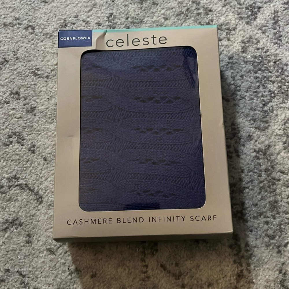 royal blue cashmere blend infinity scarf brand new in box never opened